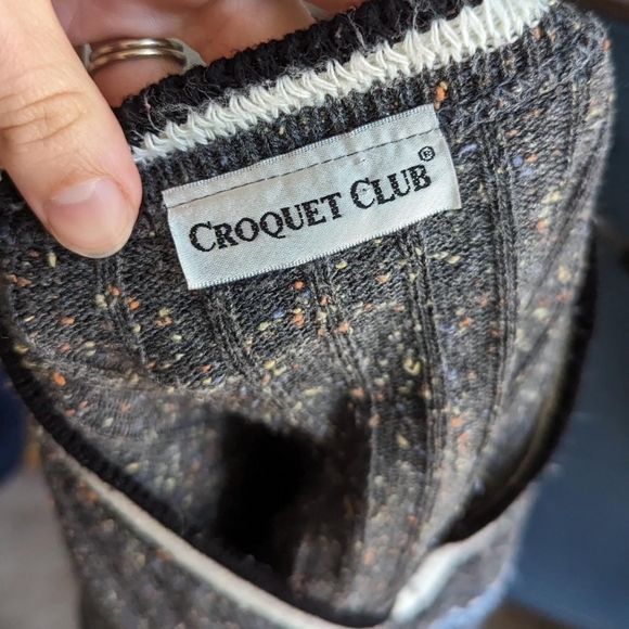 Vintage Y2K V Neck Preppy Speckled Pullover Short Sleeve Sweater - Picture 4 of 5